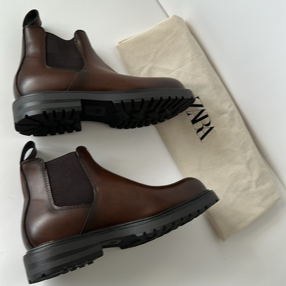 Zara Dark Brown Chelsea Style Ankle Boots - Picture 10 of 17